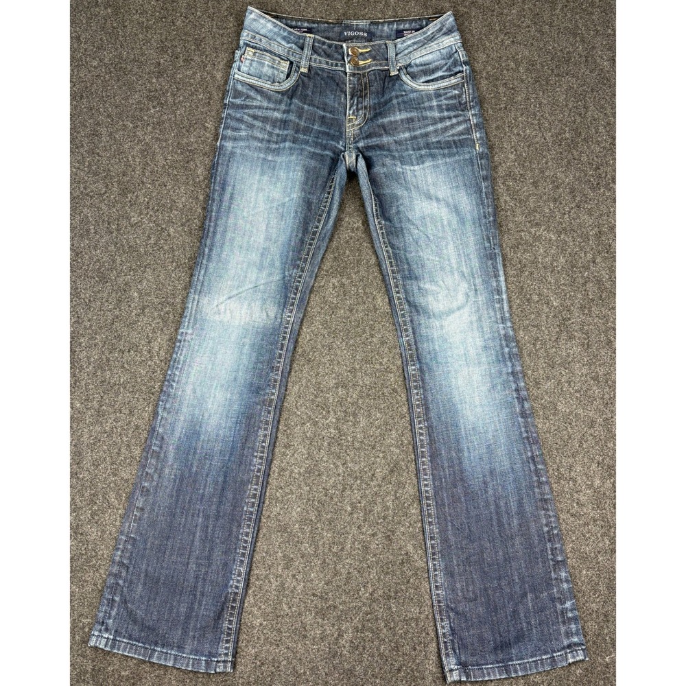 Vigoss The New York Boot Cut Jeans Women 28x33 Blue Medium Wash Low Rise Stretch
